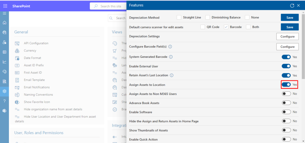 assign asset location